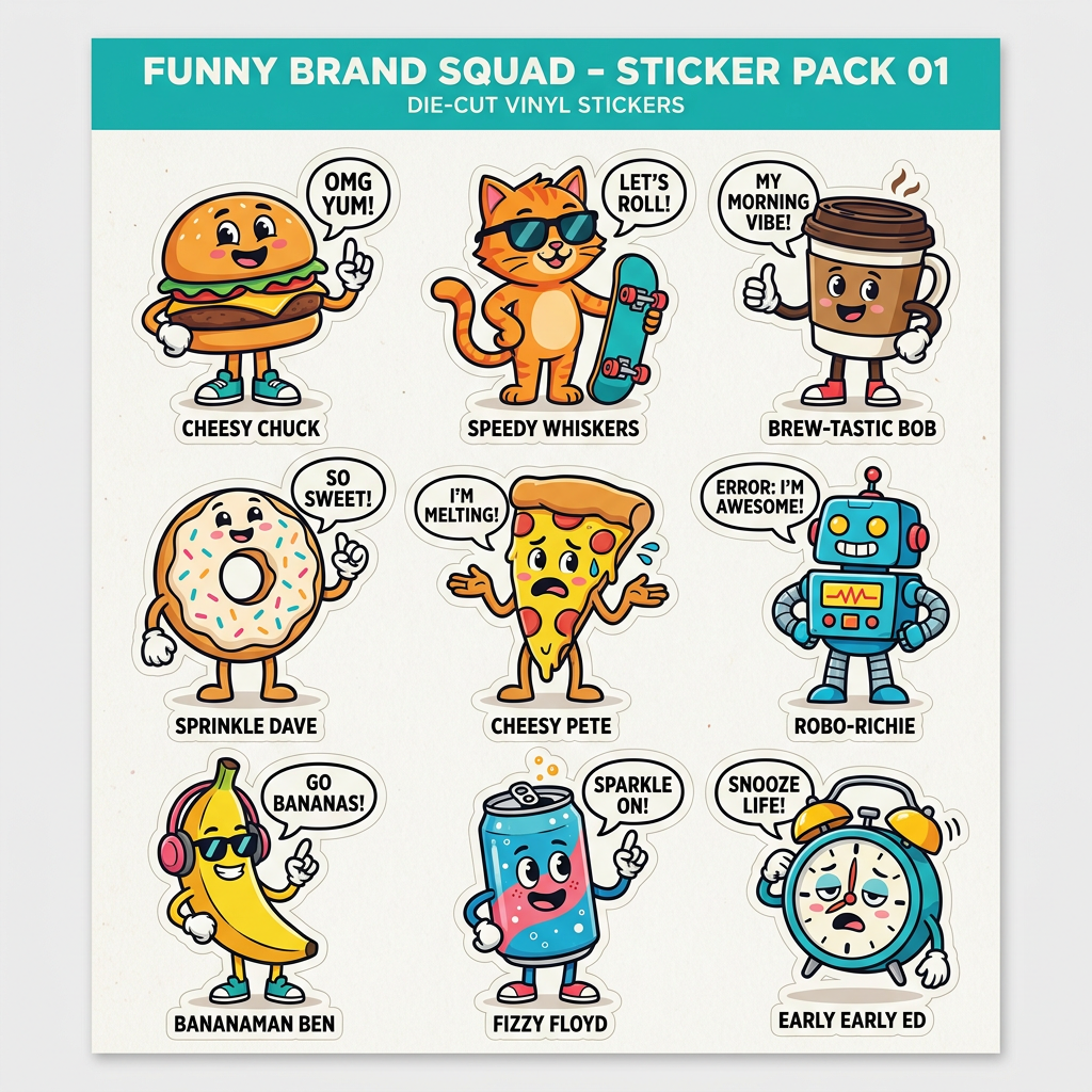 Custom sticker and merch kit sample